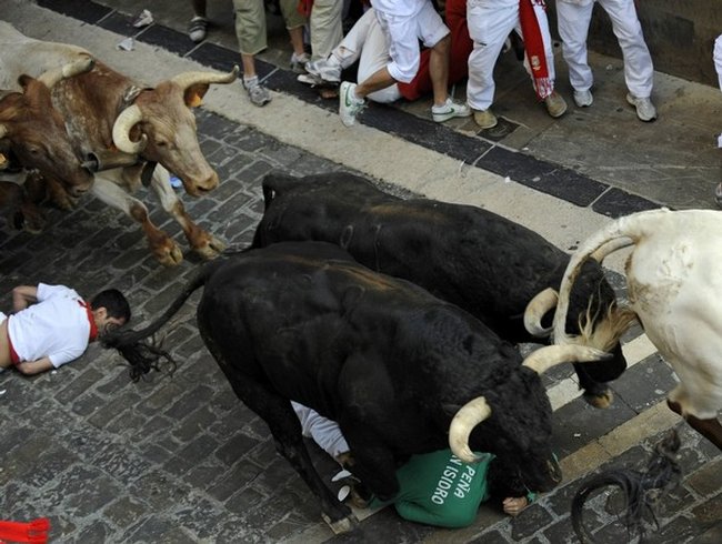 Бег с быками на празднике Святого Фермина в Памплоне (32 фото)