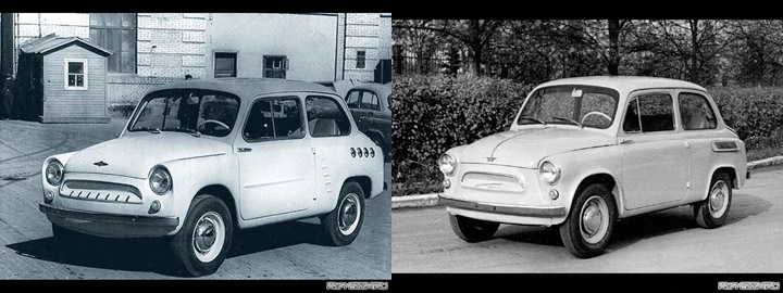Прототип от Москвича (слева) стал Запорожцем 965 (справа)
