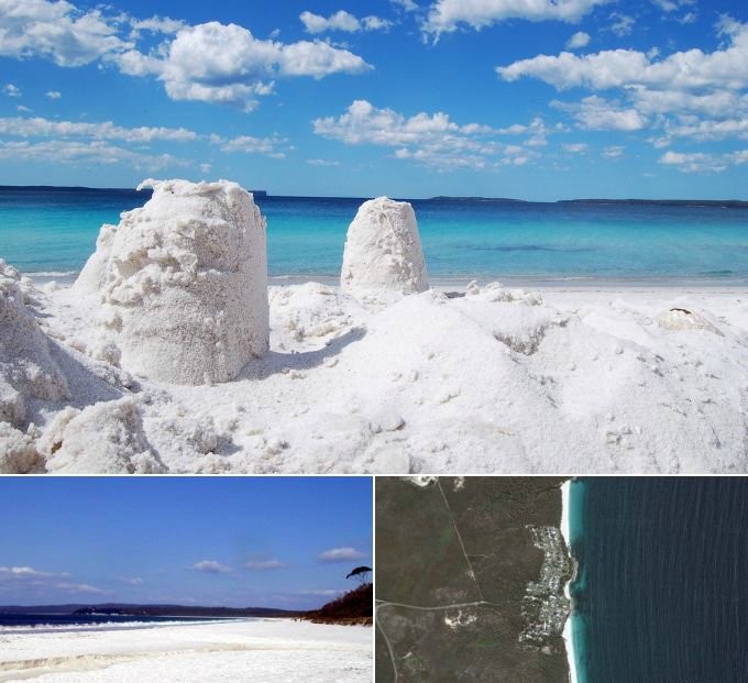 Хаймс, Австралия. Это самый белый песок в мире. Его даже внесли в Книгу рекордов Гинесса